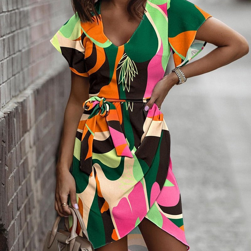 Vestido de verano para ir al trabajo de Isabella Sol con estampado vibrante