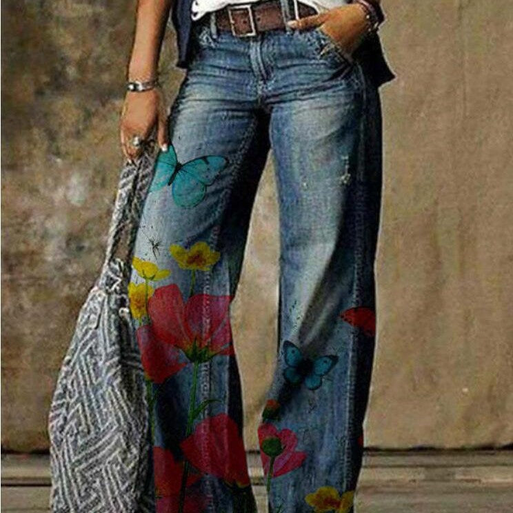 Artistic Floral Wide Leg Pants by Isabella Sol