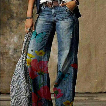 Artistic Floral Wide Leg Pants by Isabella Sol