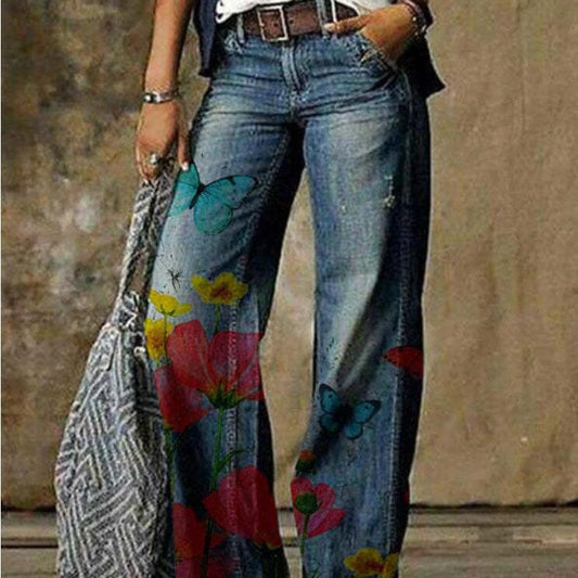 Artistic Floral Wide Leg Pants by Isabella Sol