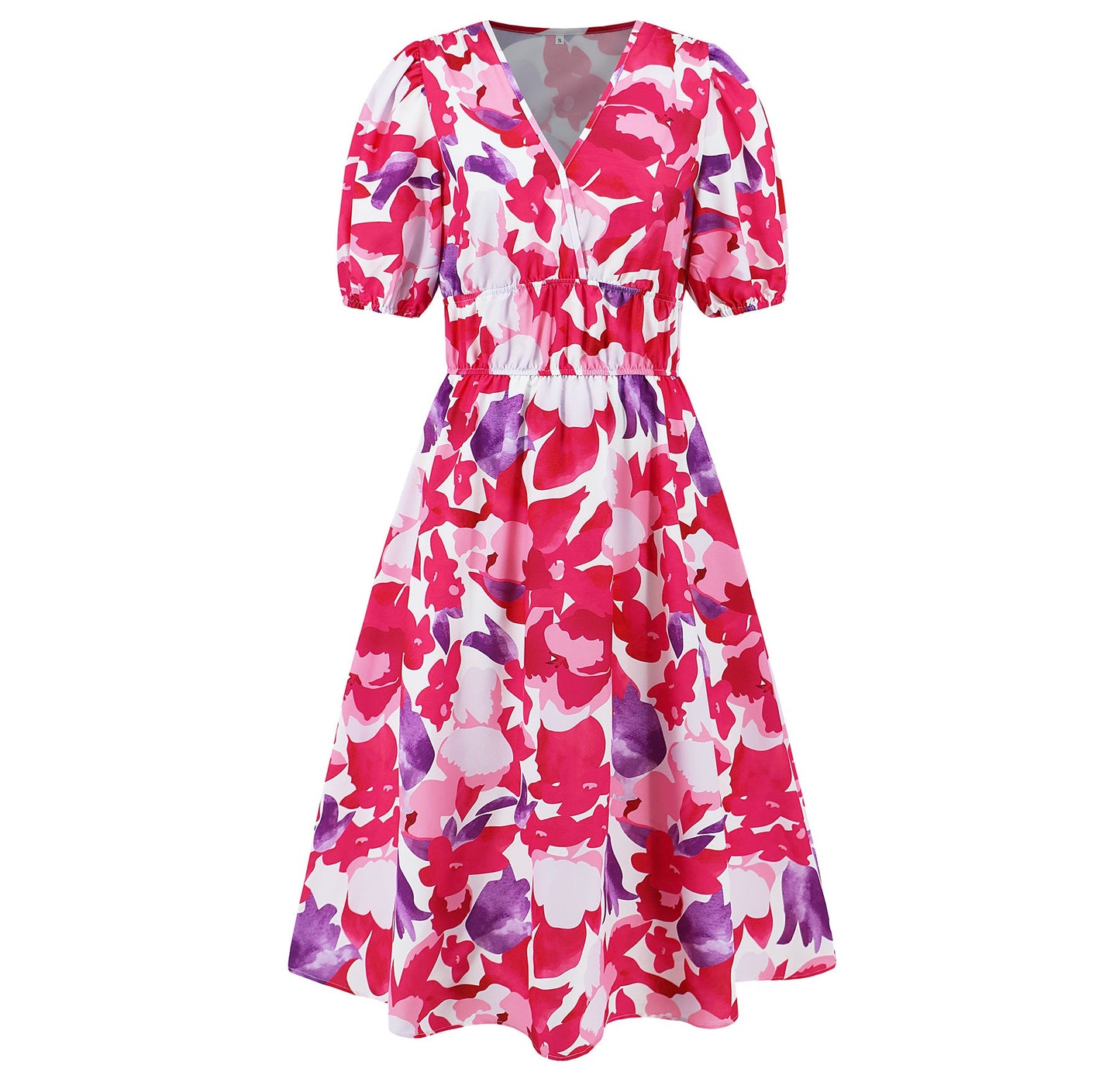 Vestido bohemio con estampado floral y escote en V de Isabella Sol.
