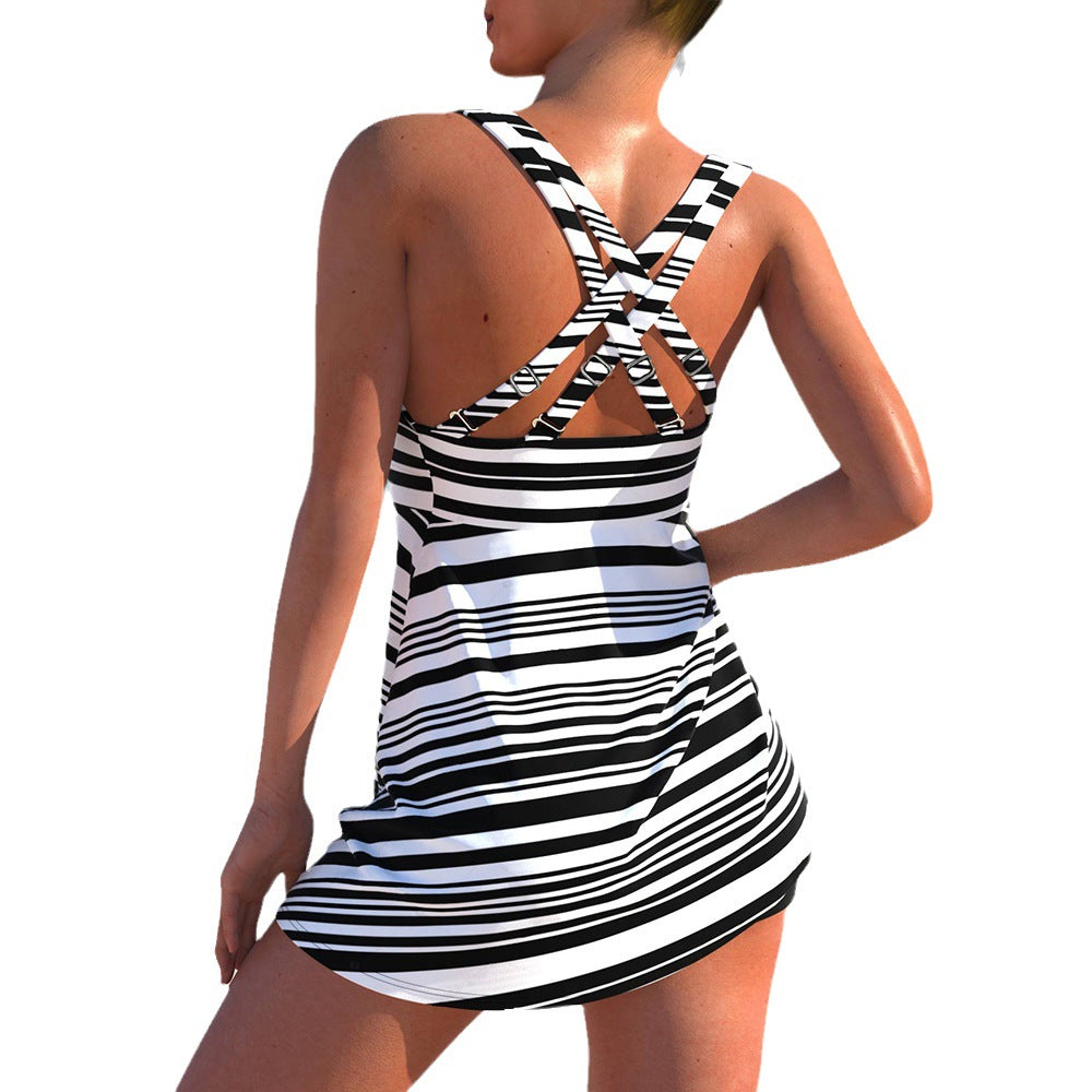 Conjunto de bikini de talle alto a rayas de Isabella Sol