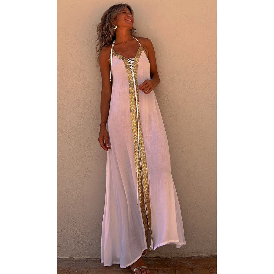 Elegante vestido halter con cordones de Isabella Sol
