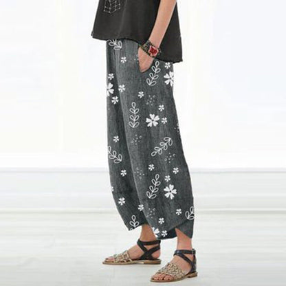 Pantalones anchos de algodón con estampado floral de Isabella Sol.