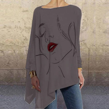 Camiseta de mujer Isabella Sol de corte holgado y estilo artístico