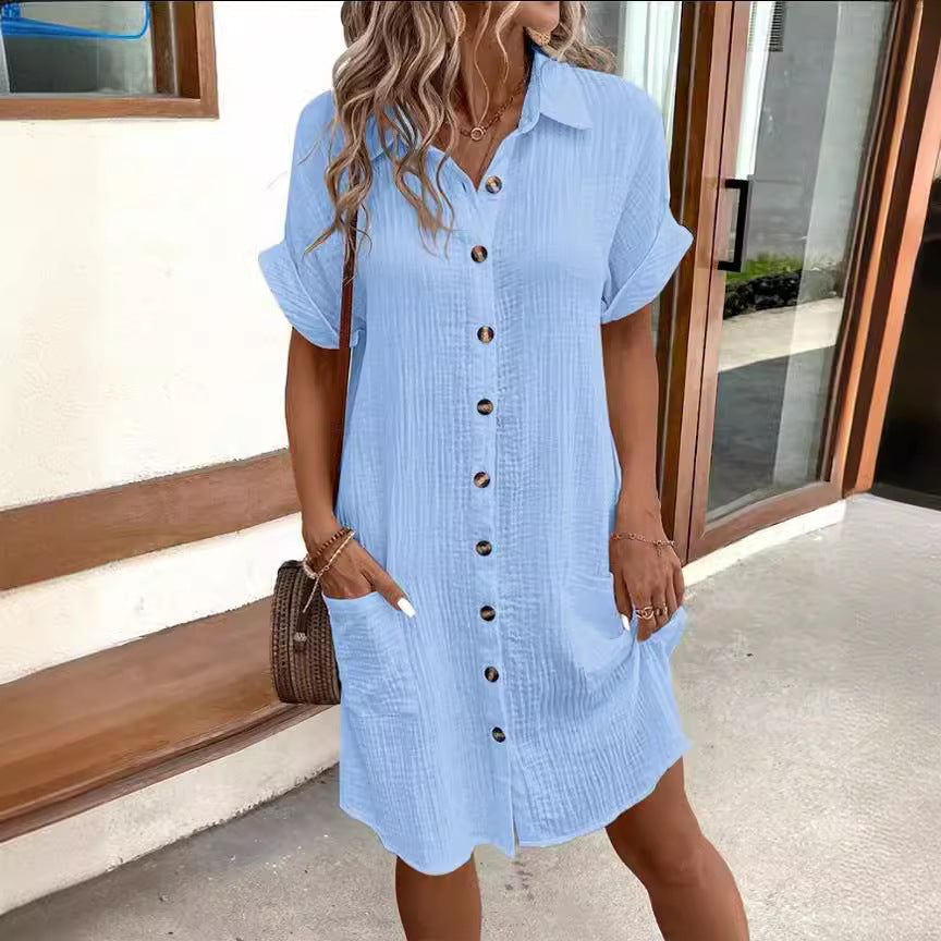 Elegante vestido camisero de manga corta de Isabella Sol