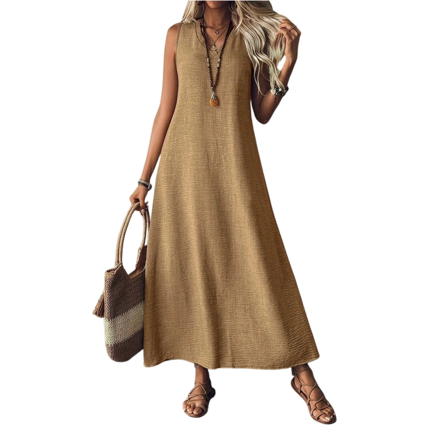Elegante vestido sin mangas de cáñamo de Isabella Sol