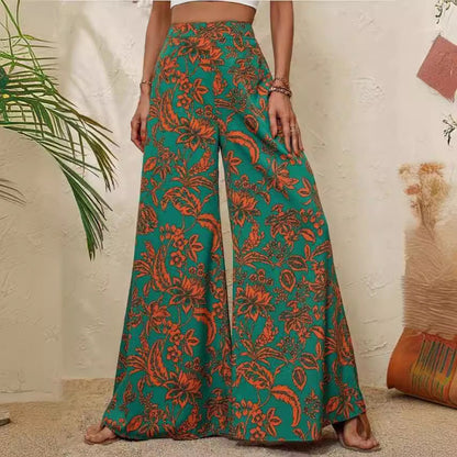 Elegantes pantalones anchos con estampado floral de Isabella Sol.