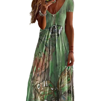 Vestido largo Isabella Sol con estampado de mariposas bohemias