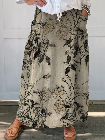Falda retro floral con bolsillos de Isabella Sol para uso diario.