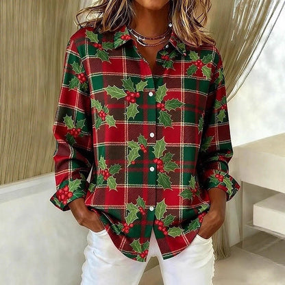 Blusa de manga larga Isabella Sol con bloques de color y cuadros