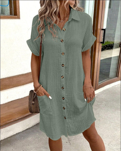 Elegante vestido camisero de manga corta de Isabella Sol