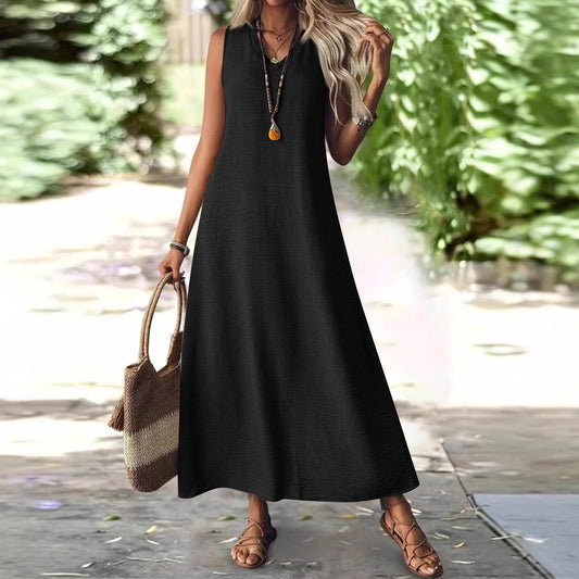 Chic Hemp Sleeveless Dress Isabella Sol