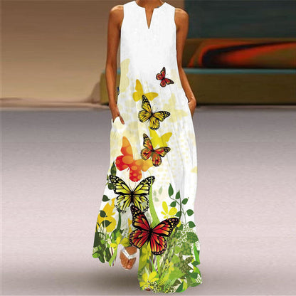 Vestido largo estampado vibrante sin mangas de Isabella Sol