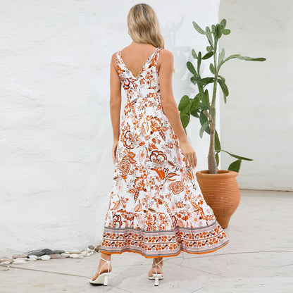 Vestido largo floral con escote en V de Isabella Sol