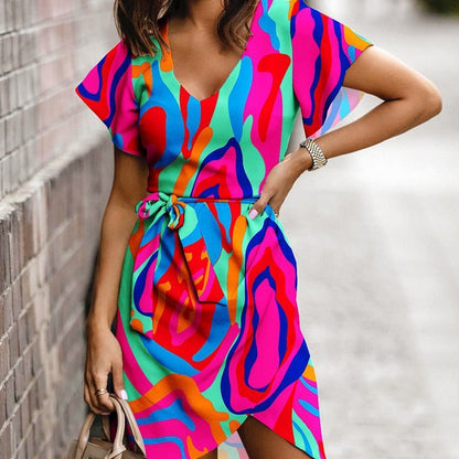 Vestido de verano para ir al trabajo de Isabella Sol con estampado vibrante