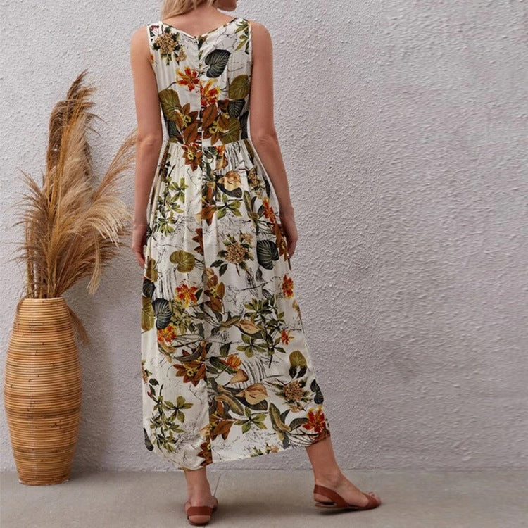 Vestido de algodón con estampado floral y corte en A de Isabella Sol.