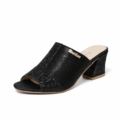 Sandalias Isabella Sol Plus con tacón grueso y brillo