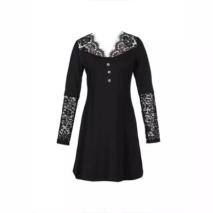 Elegante vestido de encaje con escote en V de Isabella Sol.