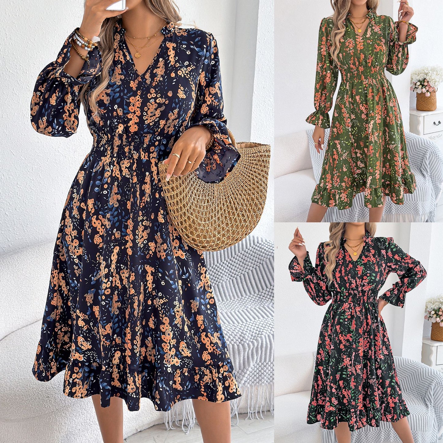 Floral Bell Sleeve Isabella Sol Midi Dress