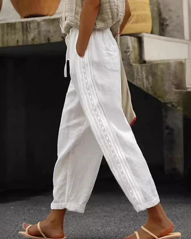 Elegantes pantalones cortos de algodón y lino de Isabella Sol
