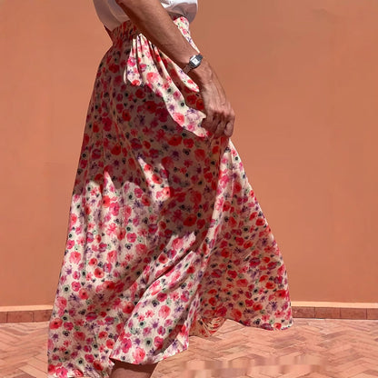 Elegante falda larga floral Isabella Sol para uso diario.