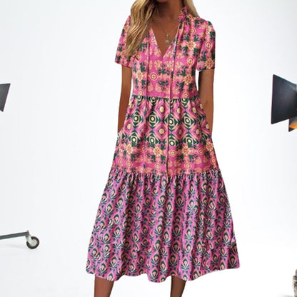 Vestido midi de verano Isabella Sol con estampado vibrante