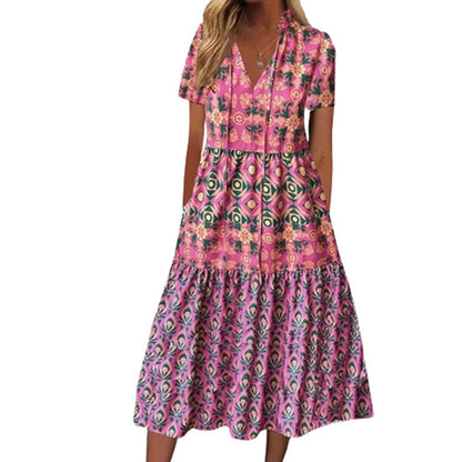 Vestido midi de verano Isabella Sol con estampado vibrante