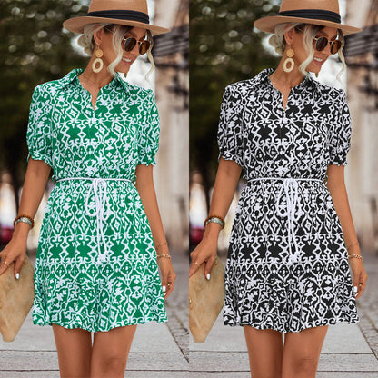 Vestido elegante de corte A con estampado de Isabella Sol