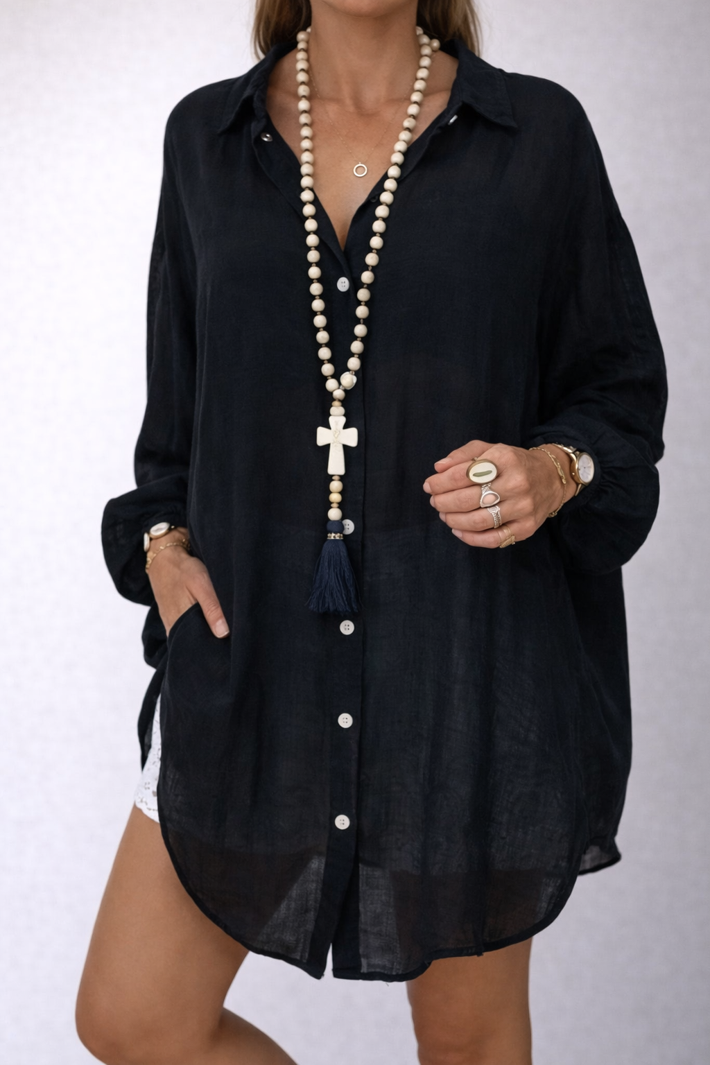 Camisa de algodón holgada inspirada en Isabella Sol y Pinterest.