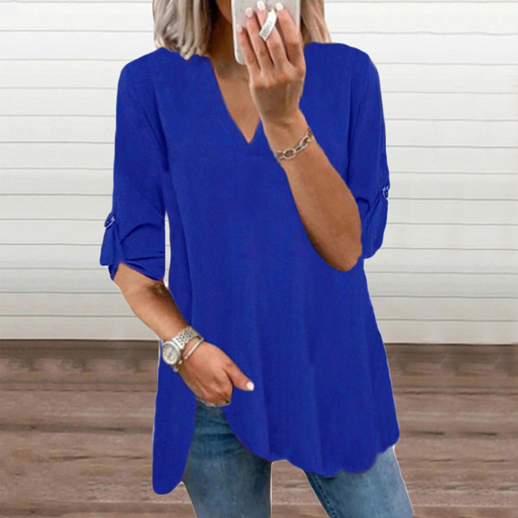 Chic V-Neck Loose Chiffon Top by Isabella Sol