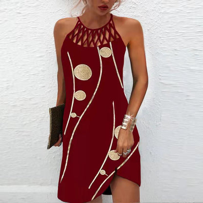 Elegante vestido estampado con escote halter de Isabella Sol