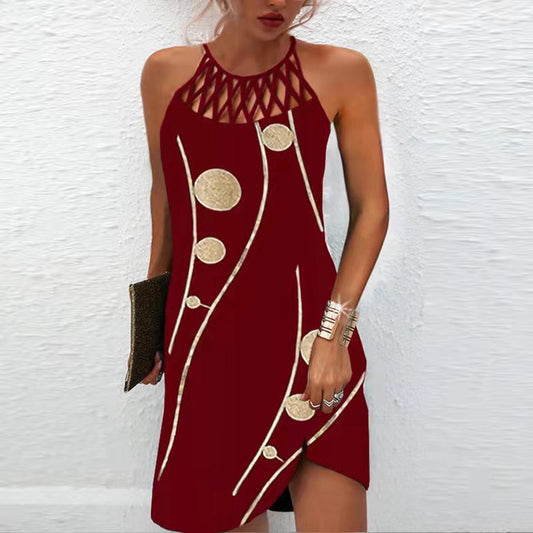 Elegante vestido estampado con escote halter de Isabella Sol