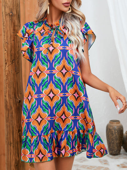 Vestido con volantes y estampado vibrante de Isabella Sol