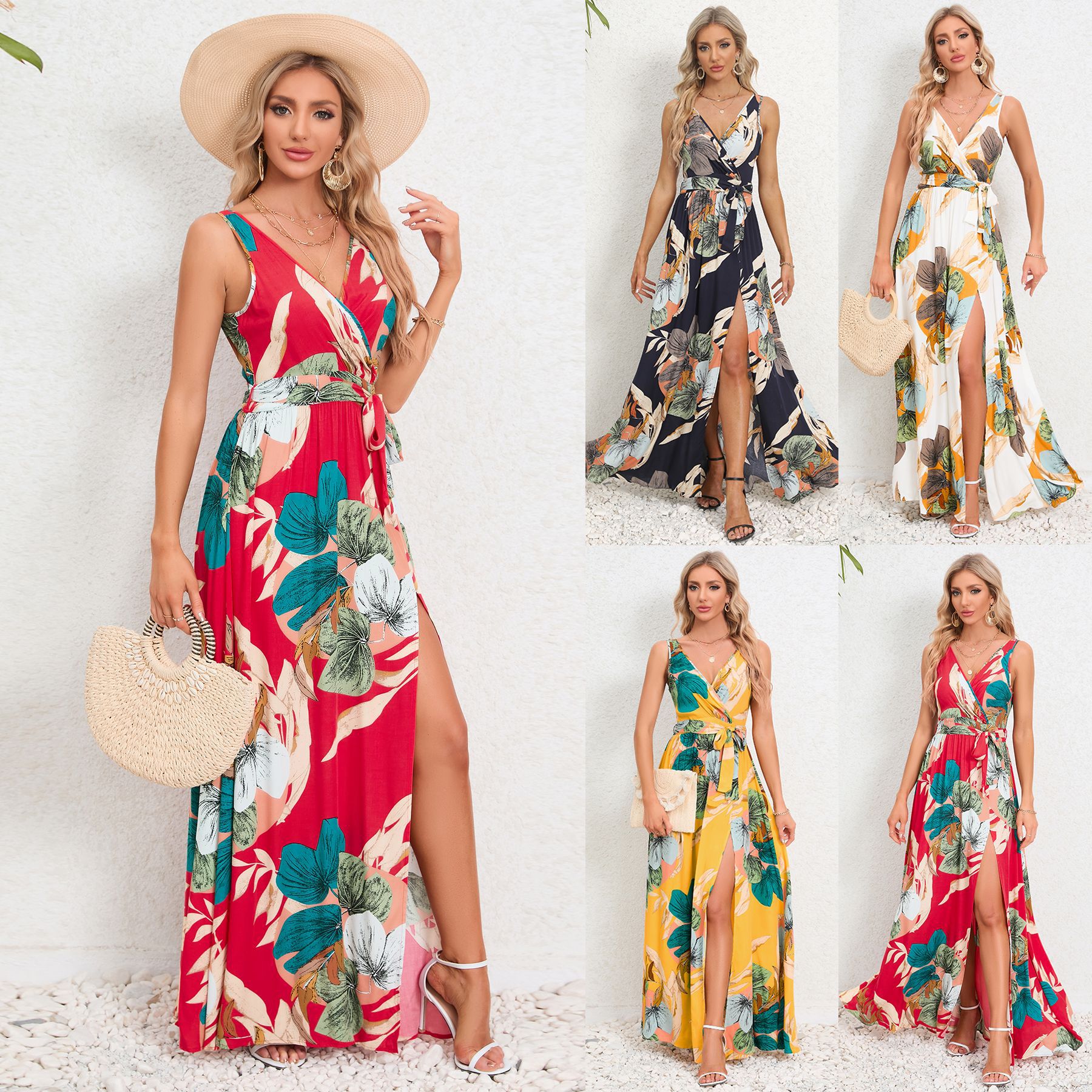 Floral V-Neck Maxi Dress by Isabella Sol