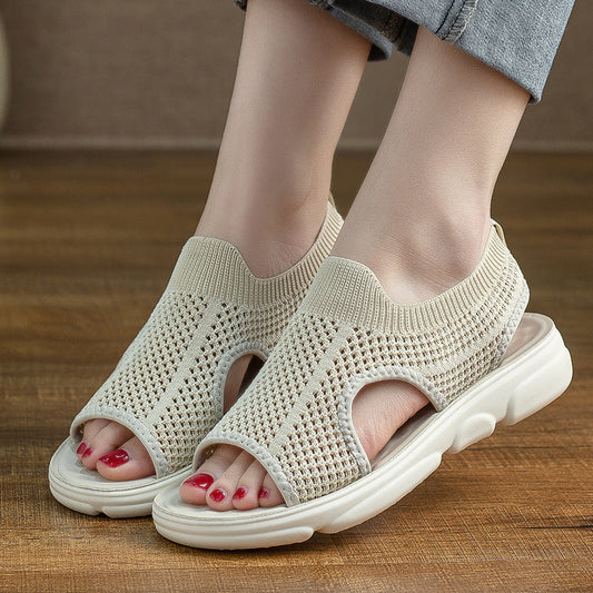 Breathable Knit Flat Sandals by Isabella Sol
