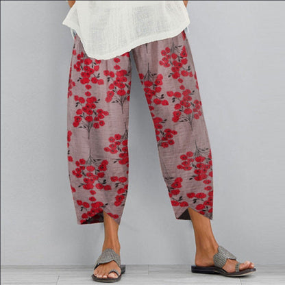 Pantalones anchos con estampado floral retro de Isabella Sol