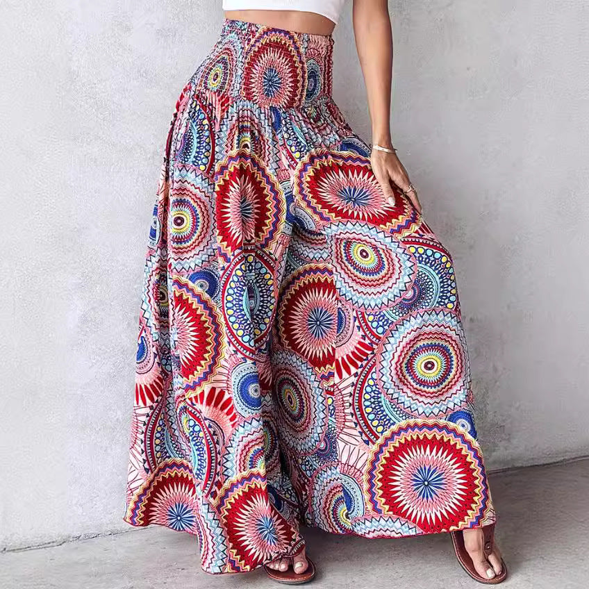 Pantalones anchos con estampado floral retro de Isabella Sol