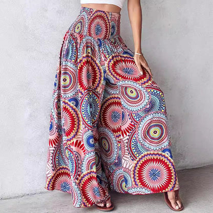 Pantalones anchos con estampado floral retro de Isabella Sol