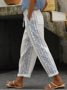 Elegantes pantalones cortos de algodón y lino de Isabella Sol