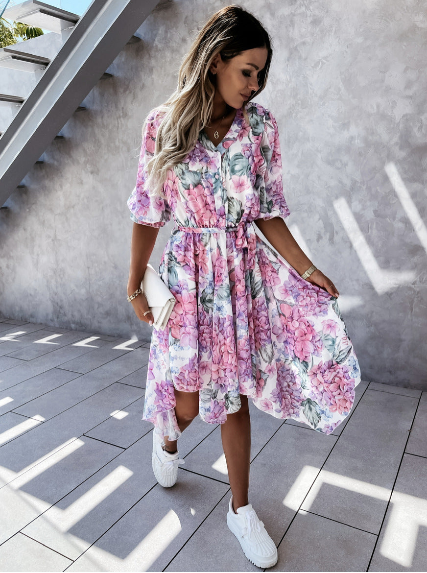 Vestido midi irregular con estampado floral de Isabella Sol