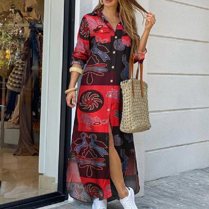 Vestido camisero Isabella Sol con estampado vibrante