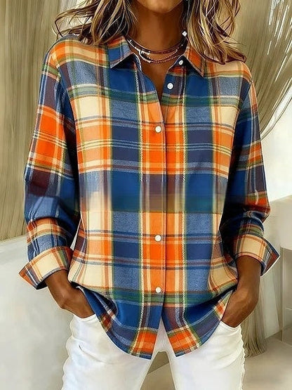 Blusa de manga larga Isabella Sol con bloques de color y cuadros