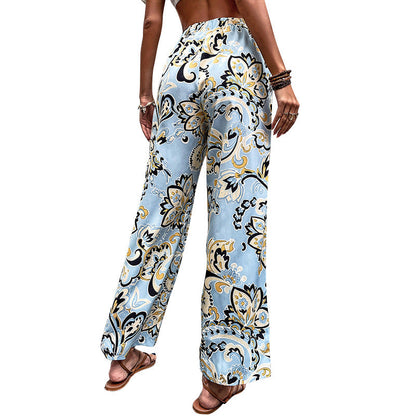Pantalones rectos con estampado floral de Isabella Sol