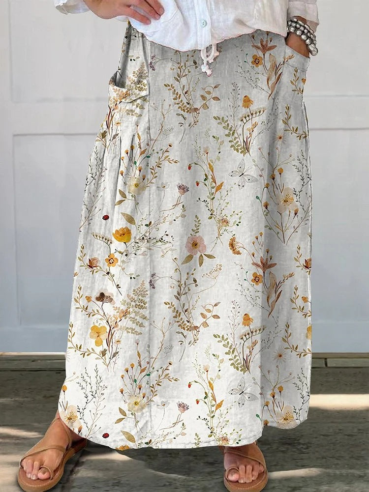 Falda retro floral con bolsillos de Isabella Sol para uso diario.