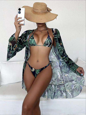 Tropical Print Isabella Sol Bikini Kimono Set