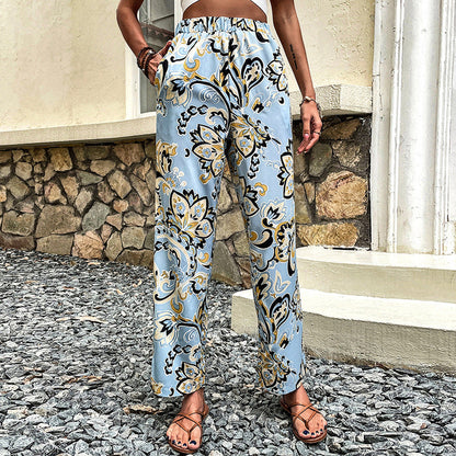 Pantalones rectos con estampado floral de Isabella Sol