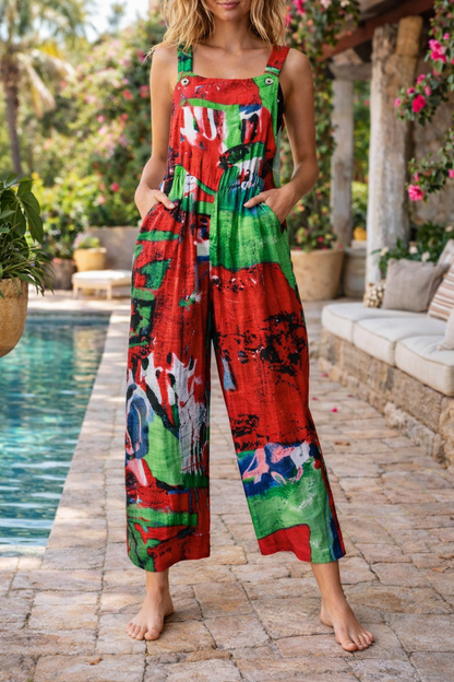 Mono con tirantes Isabella Sol con estampado floral patchwork