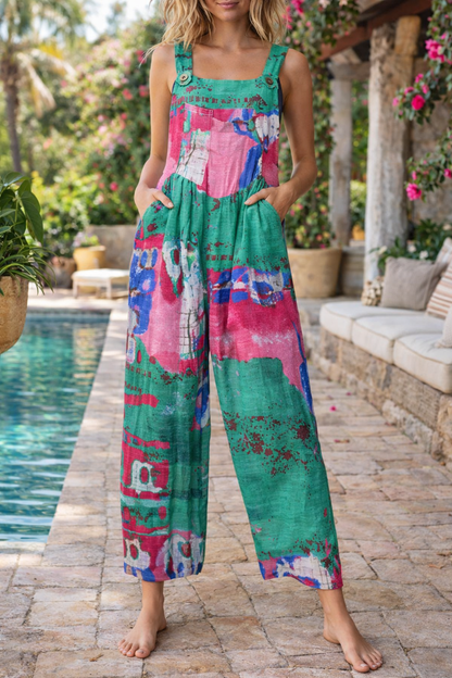 Mono con tirantes Isabella Sol con estampado floral patchwork