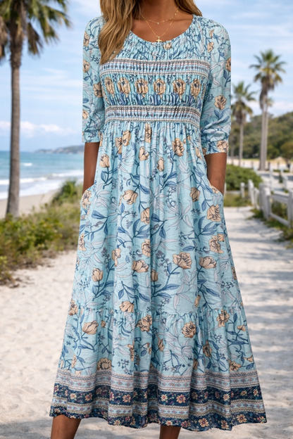 Vestido midi de verano de Isabella Sol con estampado floral bohemio